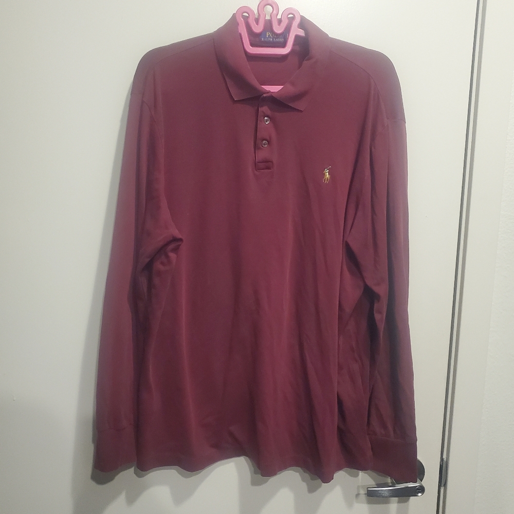 Polo by Ralph Lauren Men's Burgundy Long Sleeve Shirt